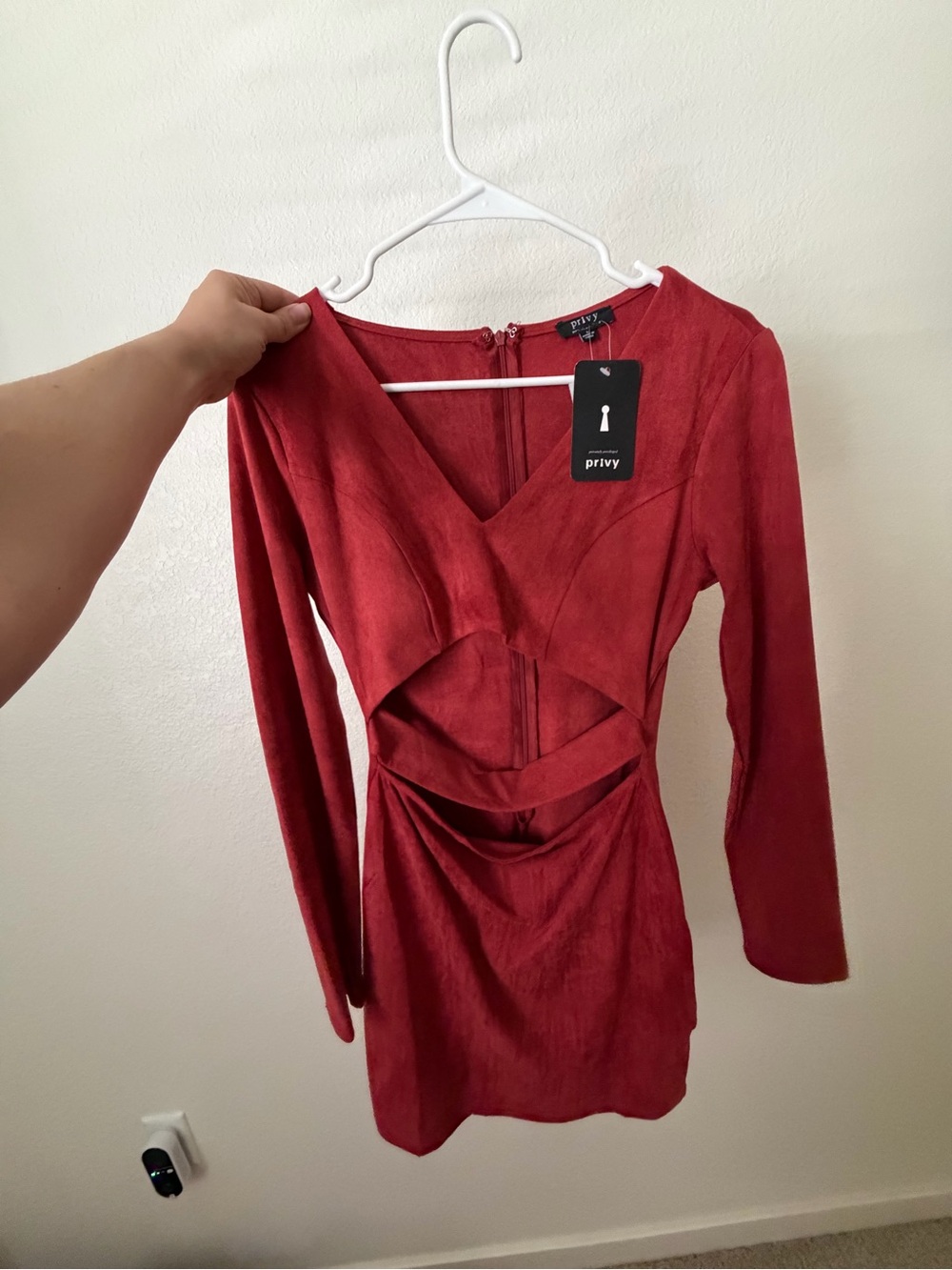 privy burnt orange Scoop-Neck Long Sleeve Dress